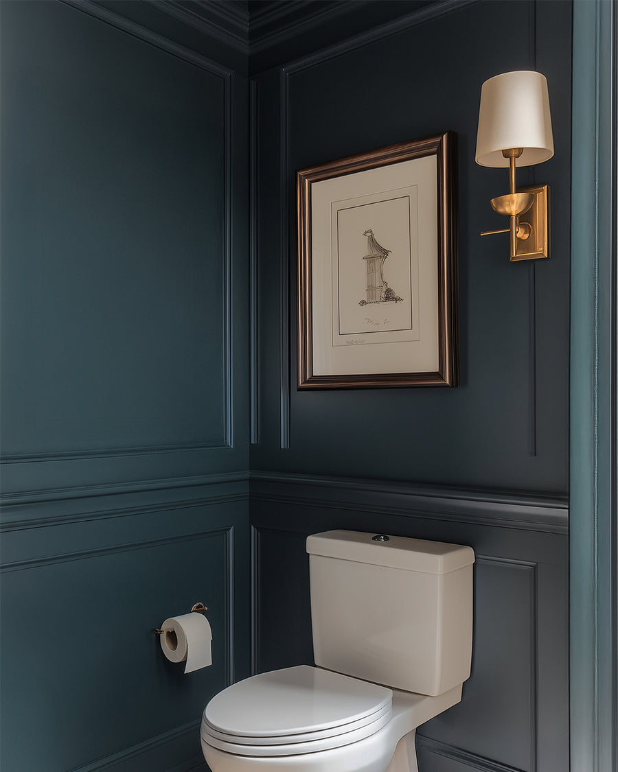 Bathroom painted in Lick Blue 07