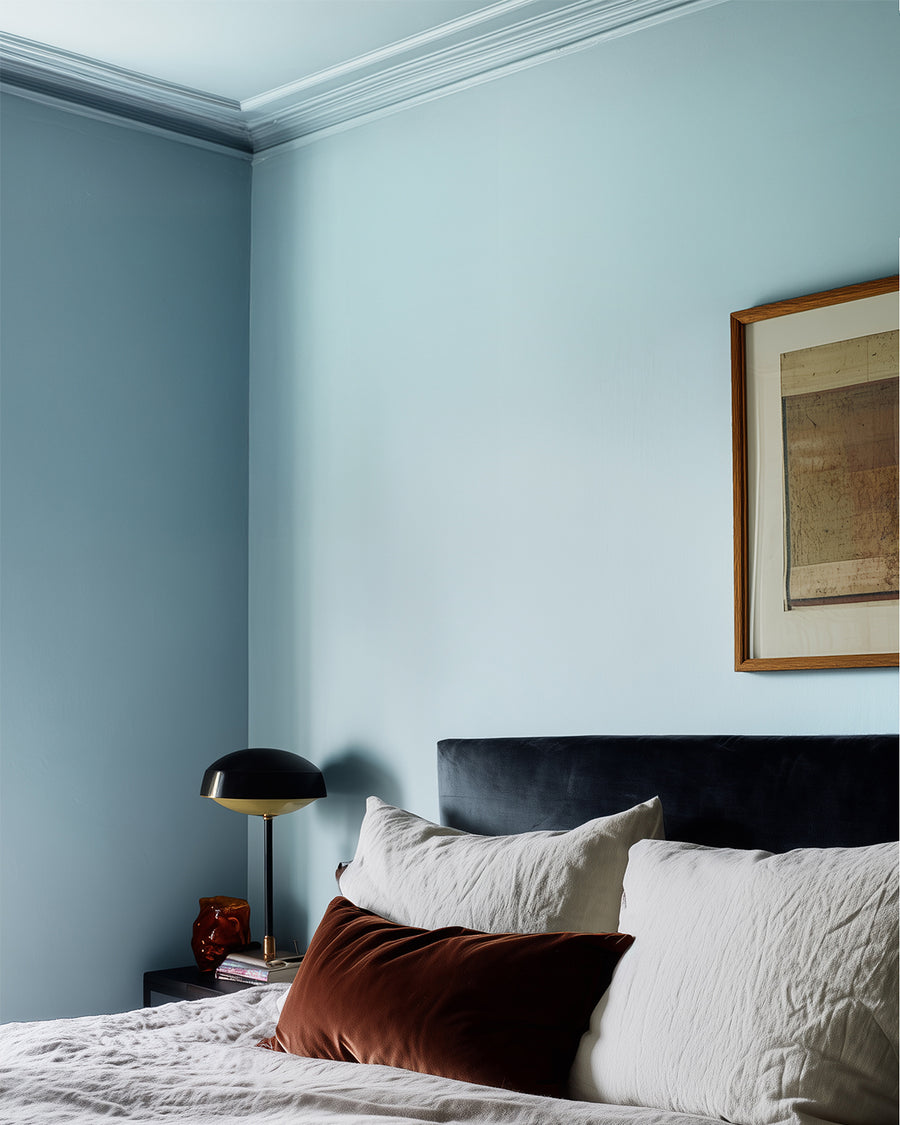Bedroom painted in Lick Blue 08