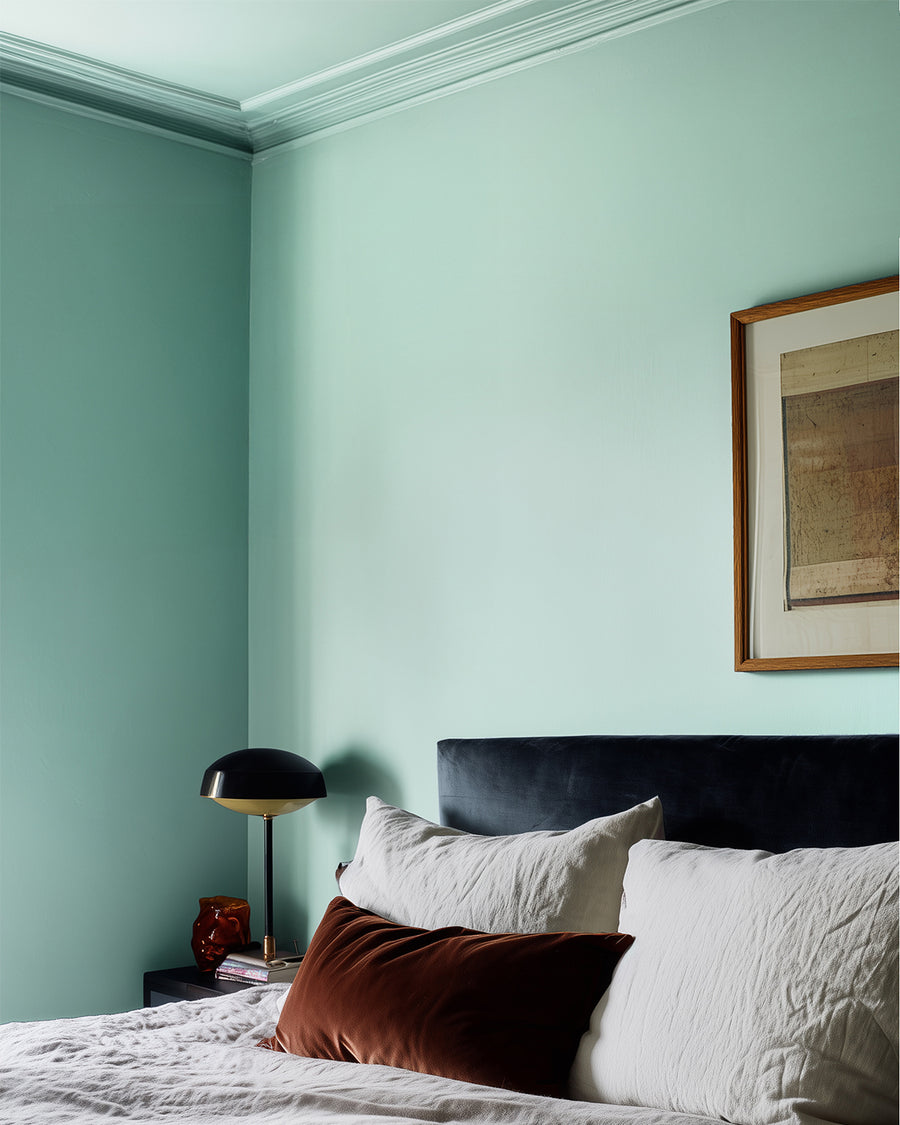 Bedroom painted in Lick Blue 13