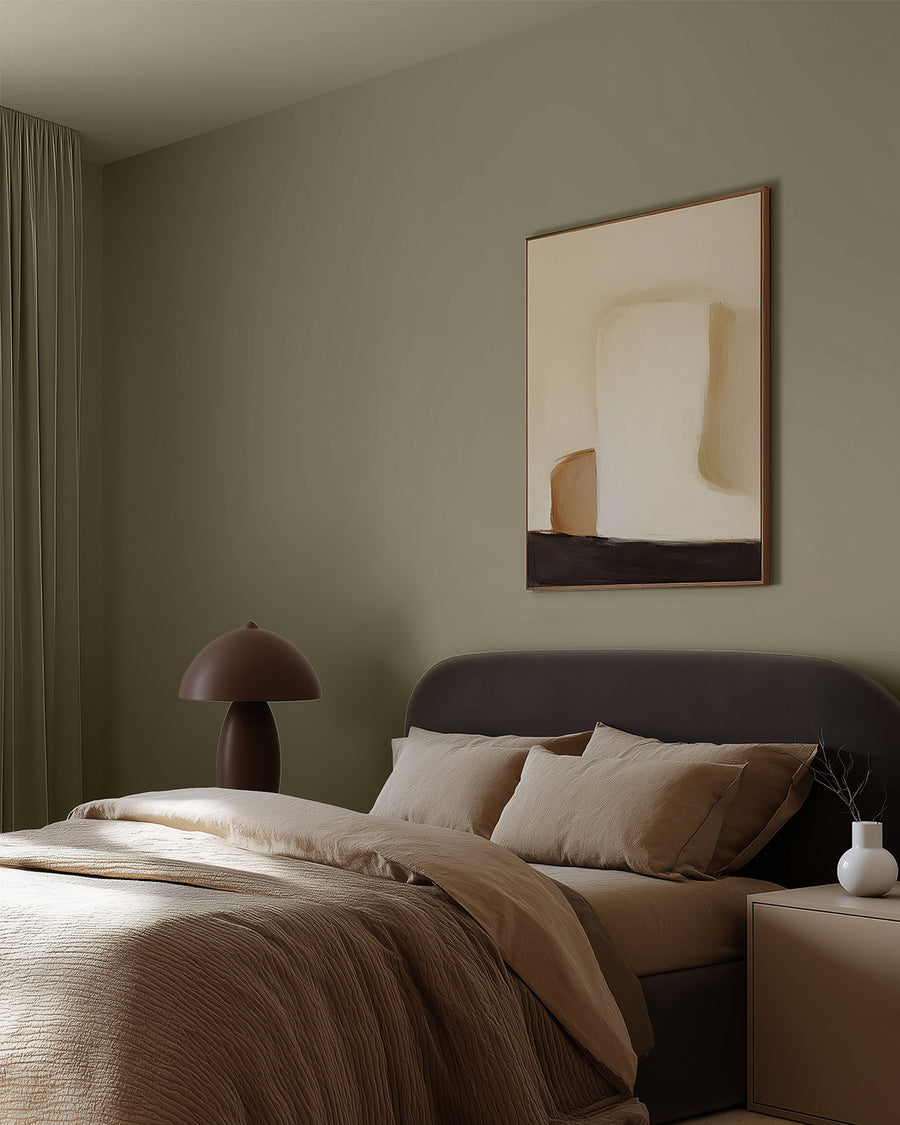 Bedroom painted in Lick Greige 03