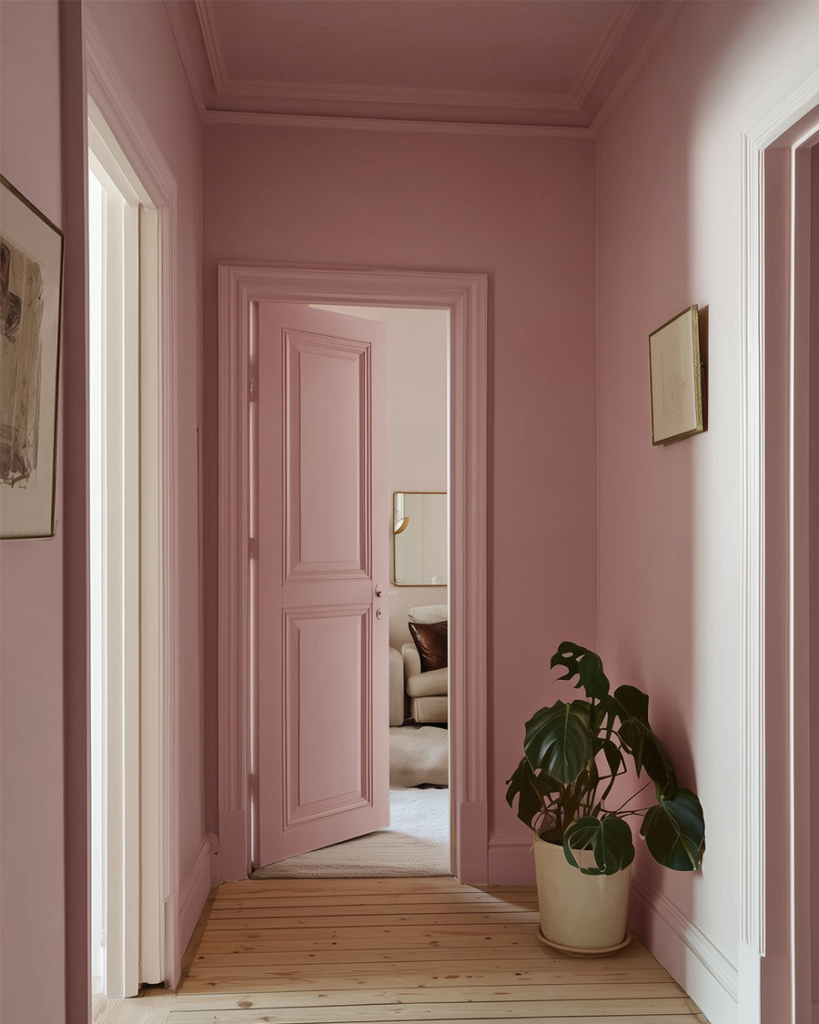 Hallway painted in Lick Pink 03