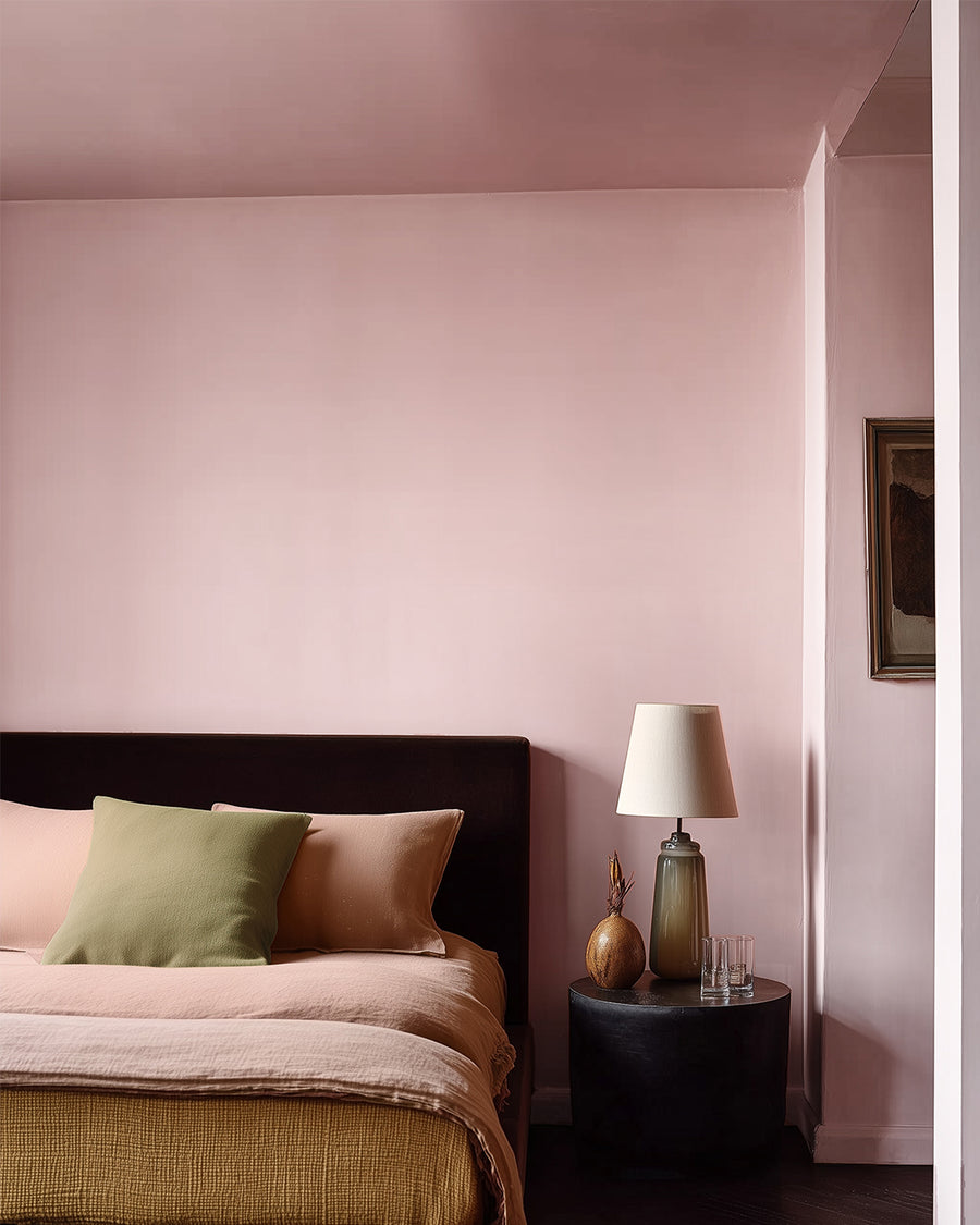 Bedroom painted in Lick Pink 03
