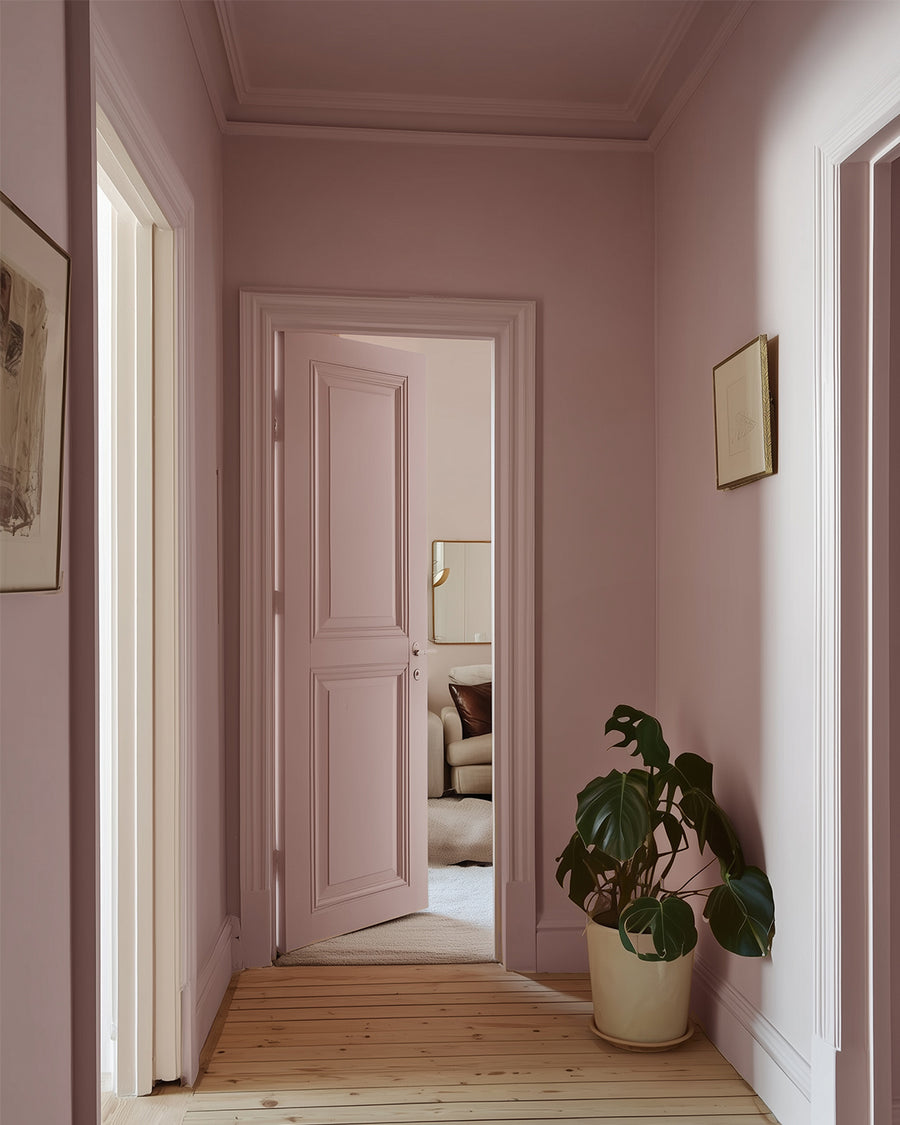 Hallway painted in Lick Pink 04