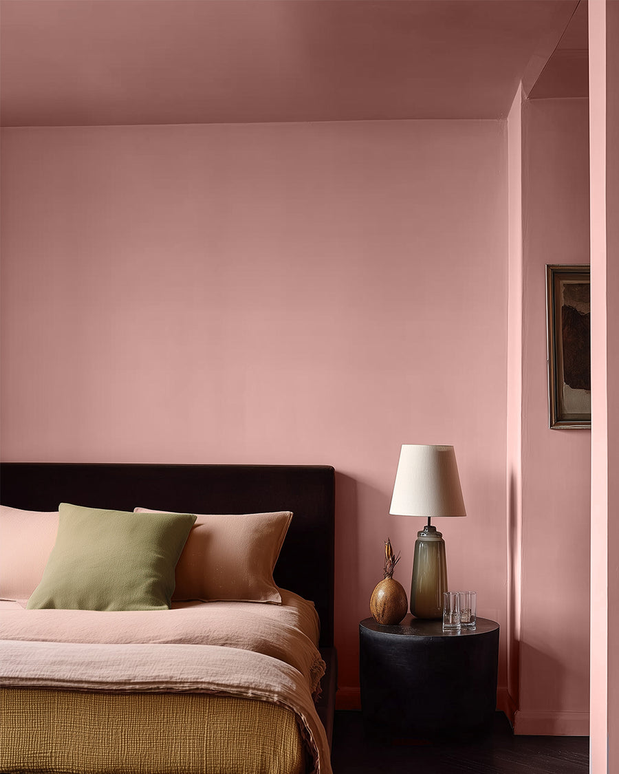 Bedroom painted in Lick Pink 09