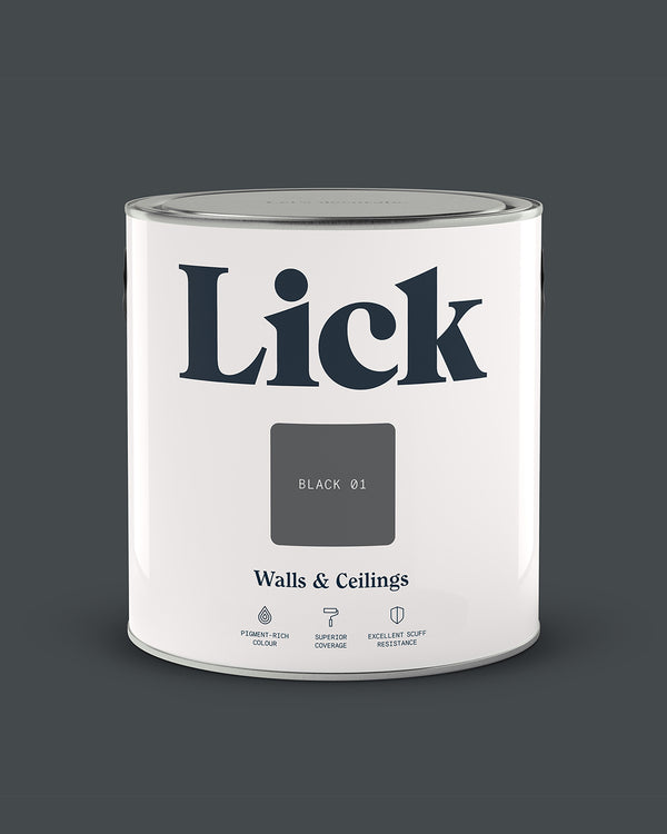 Close up of Lick tin in Black 01 paint shade