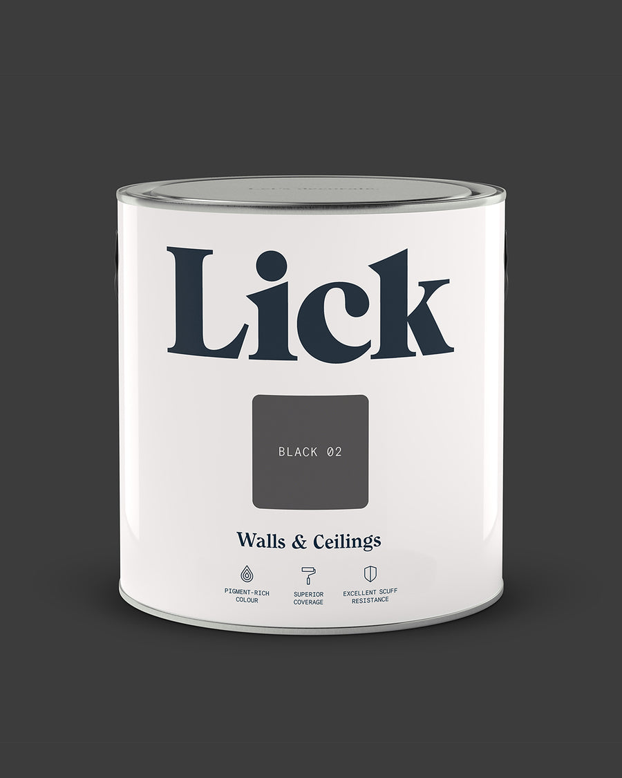 Close up of Lick tin in Black 02 paint shade