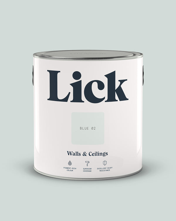 Close up of Lick tin in Blue 02 paint shade