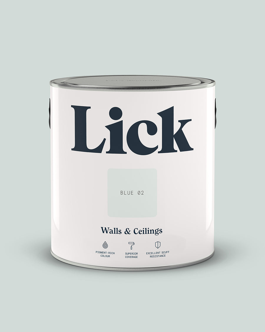 Close up of Lick tin in Blue 02 paint shade