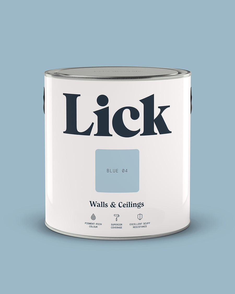 Close up of Lick tin in Blue 04 paint shade