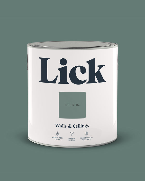 Close up of Lick tin in Green 04 paint shade