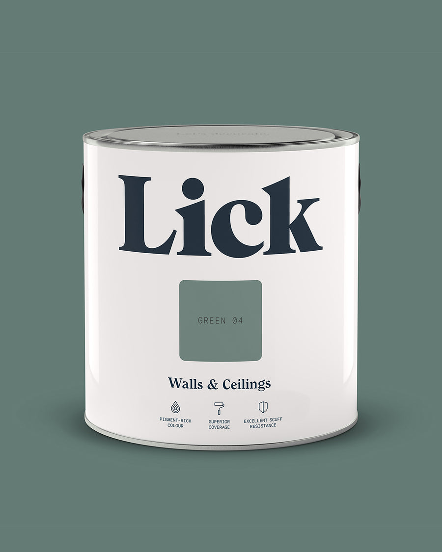 Close up of Lick tin in Green 04 paint shade