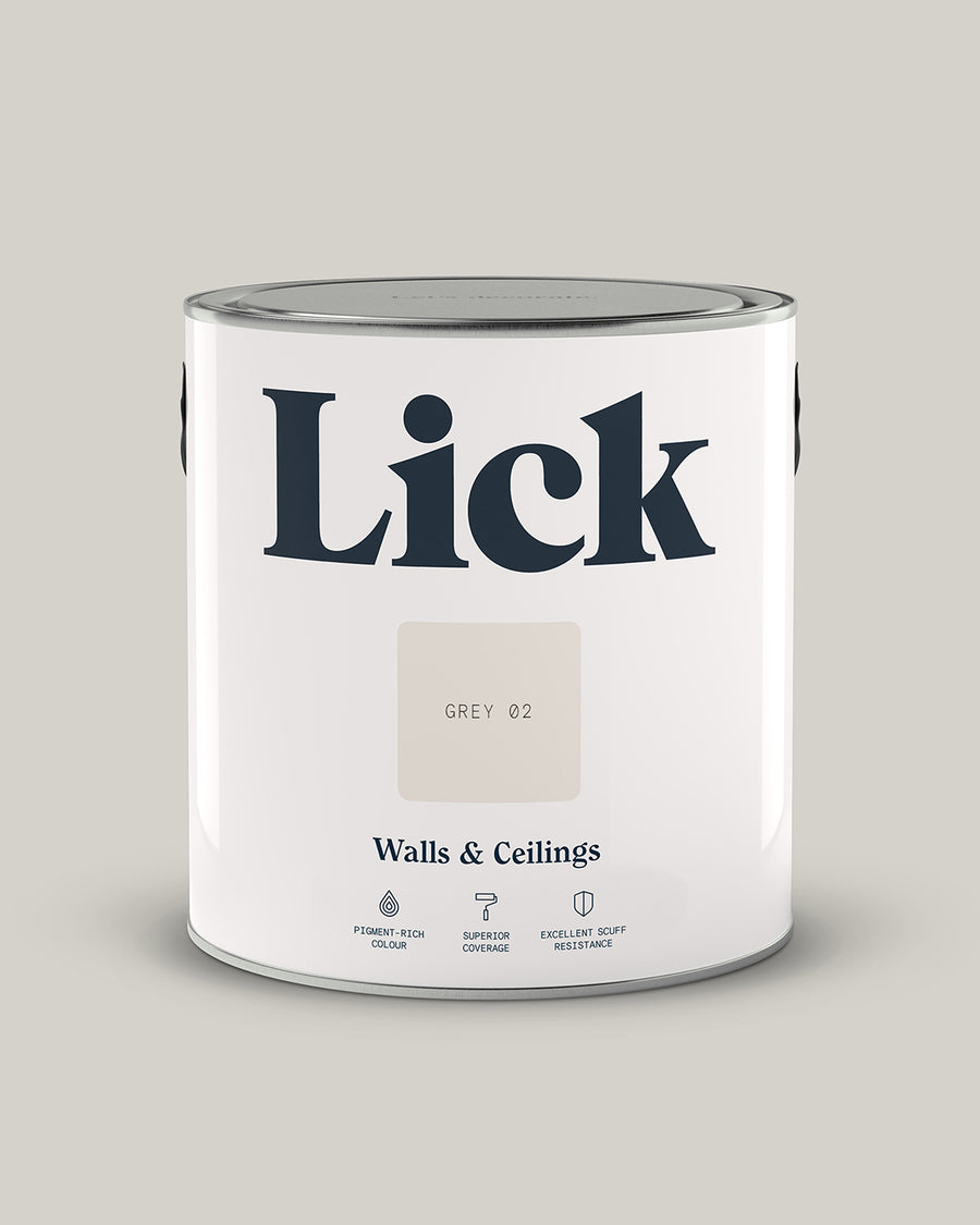 Close up of Lick tin in Grey 02 paint shade