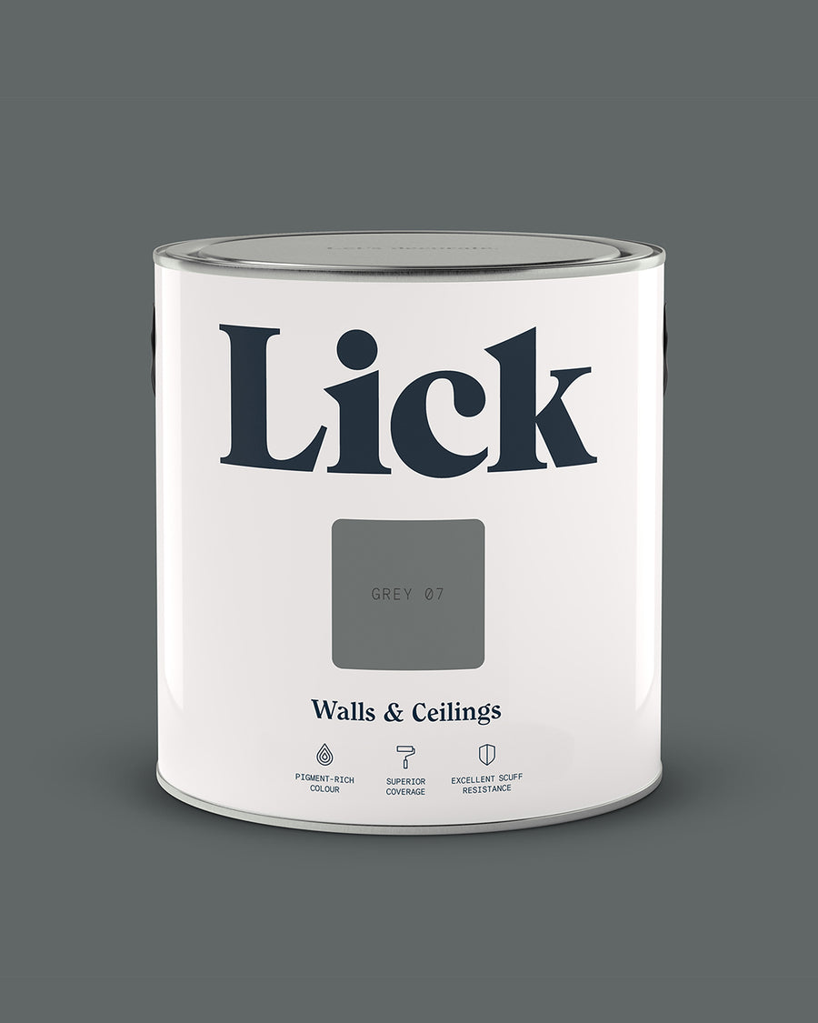 Close up of Lick tin in Grey 07 paint shade