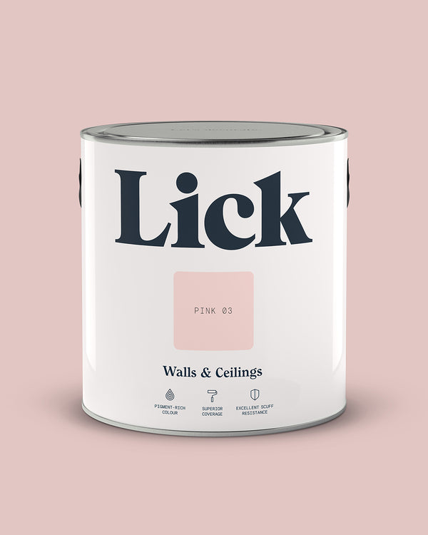 Close up of Lick tin in Pink 03 paint shade