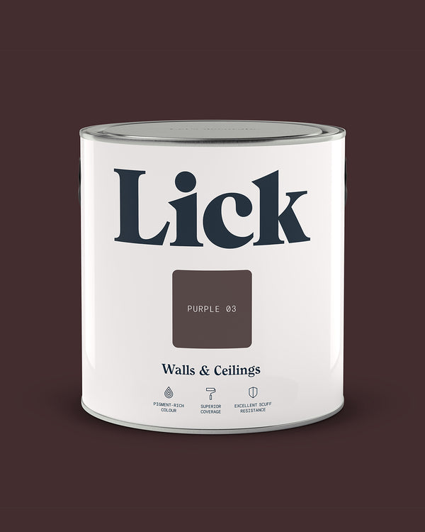 Close up of Lick tin in Purple 03 paint shade