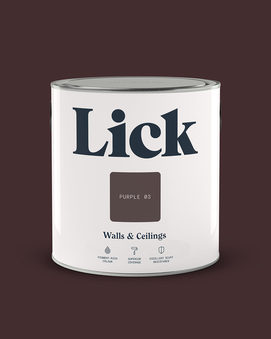Close up of Lick tin in Purple 03 paint shade