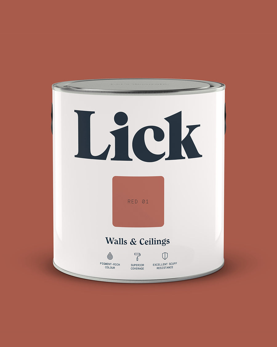 Close up of Lick tin in Red 01 paint shade