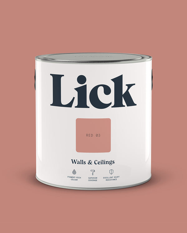 Close up of Lick tin in Red 03 paint shade