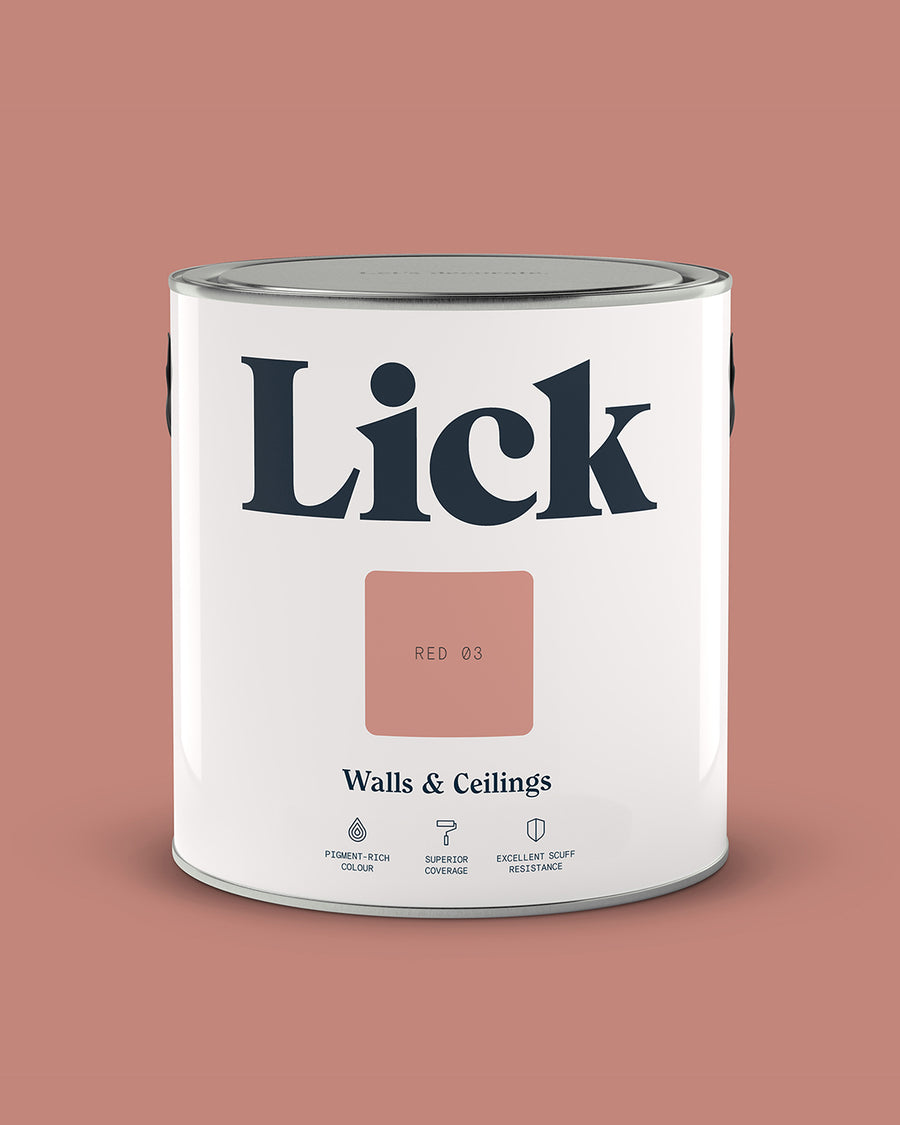 Close up of Lick tin in Red 03 paint shade