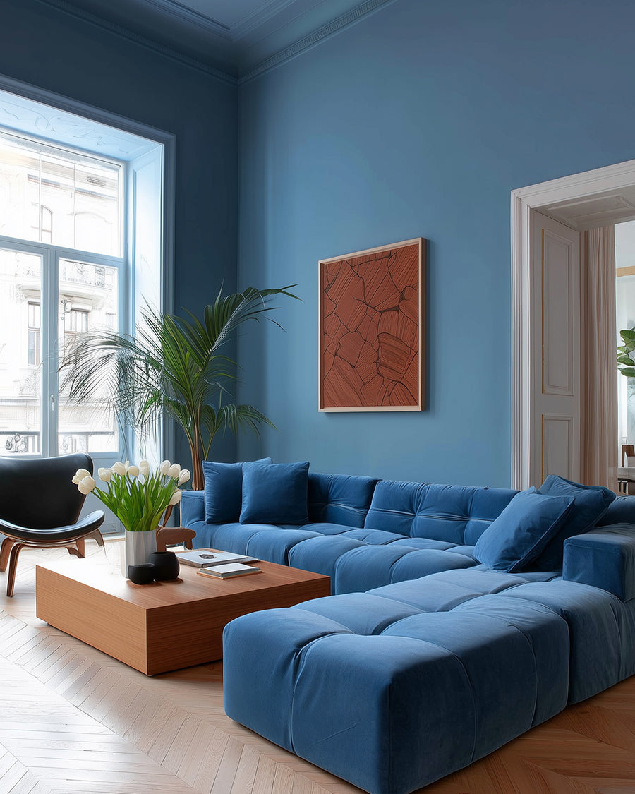 Sitting room painted in Lick Blue 05