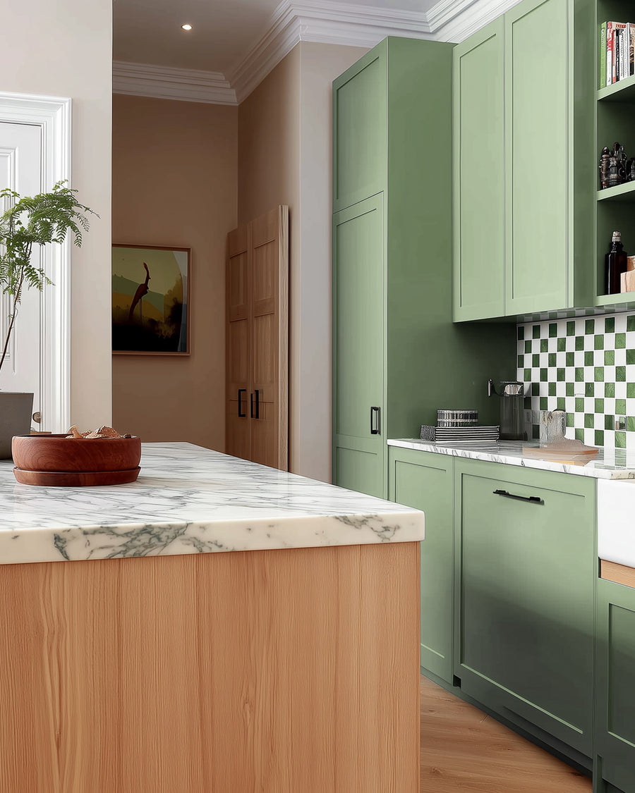 Kitchen painted in Lick Green 13