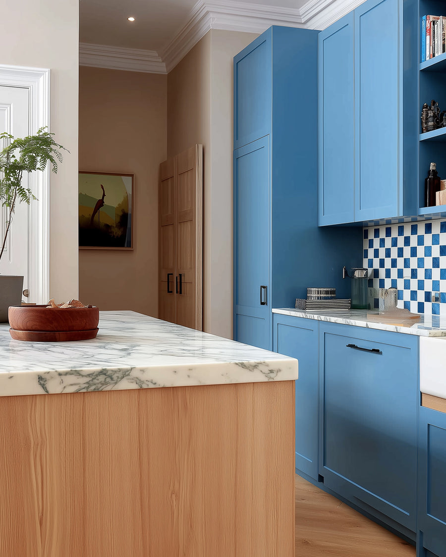 Kitchen painted in Lick Blue 10