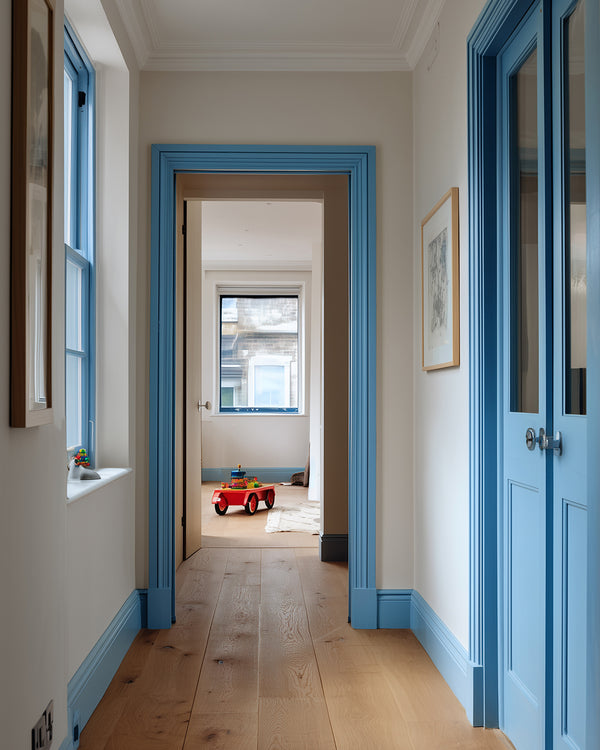 Hallway painted in Lick Blue 10