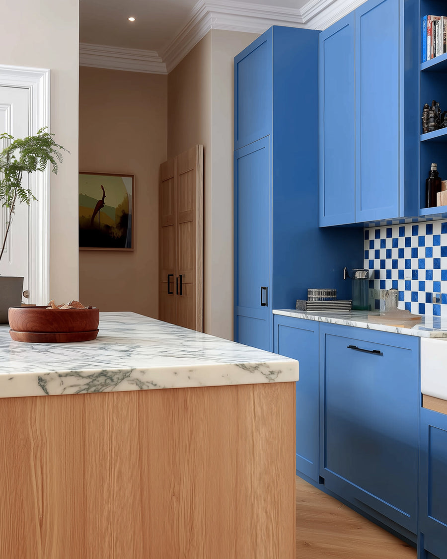 Kitchen painted in Lick Blue 19