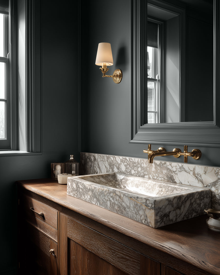 Bathroom painted in Lick Grey 17