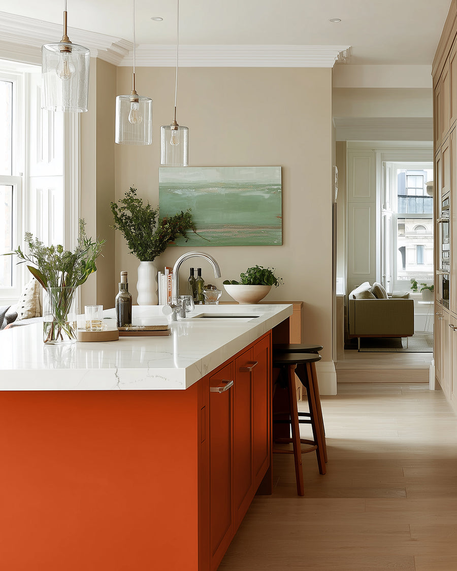 Kitchen painted in Lick Orange 01