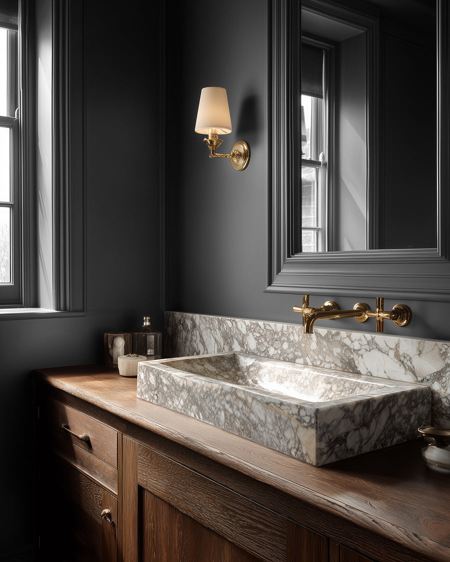 Bathroom painted in Lick Grey 15
