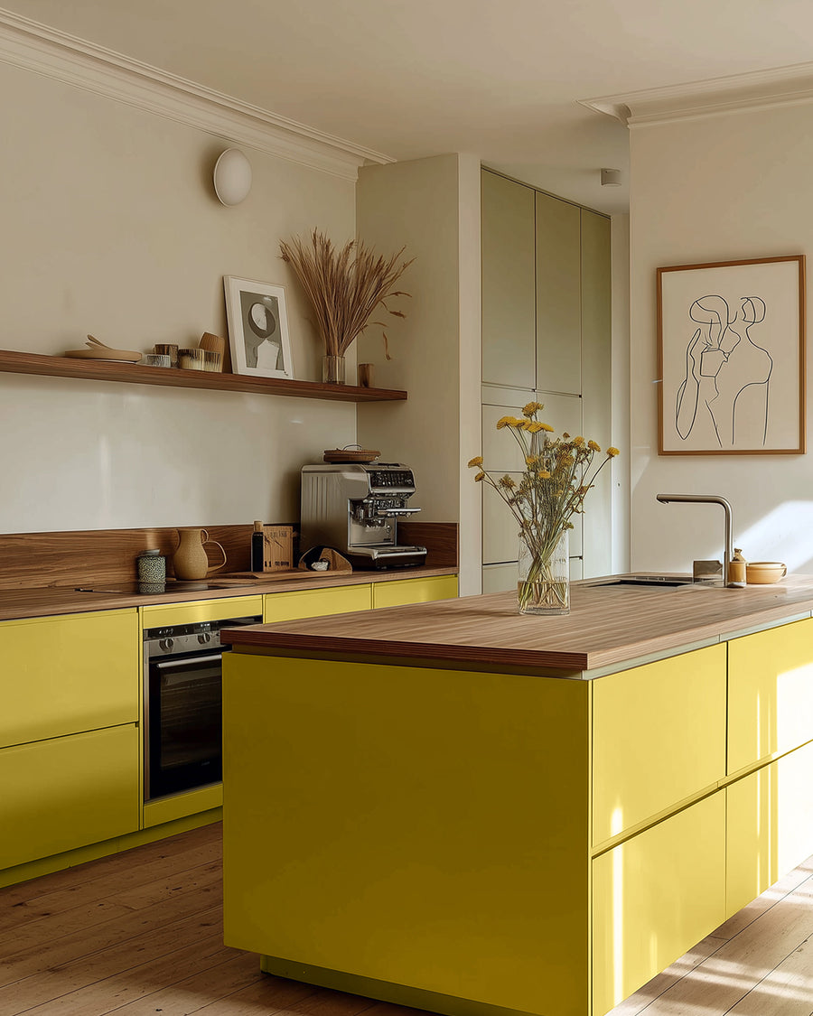 Kitchen painted in Lick Yellow 06