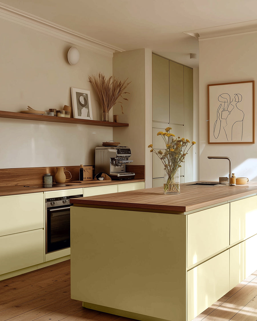 Kitchen painted in Lick Yellow 05