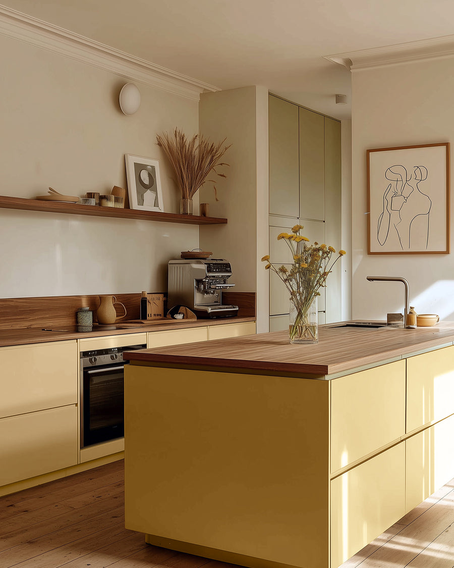 Kitchen painted in Lick Yellow 07