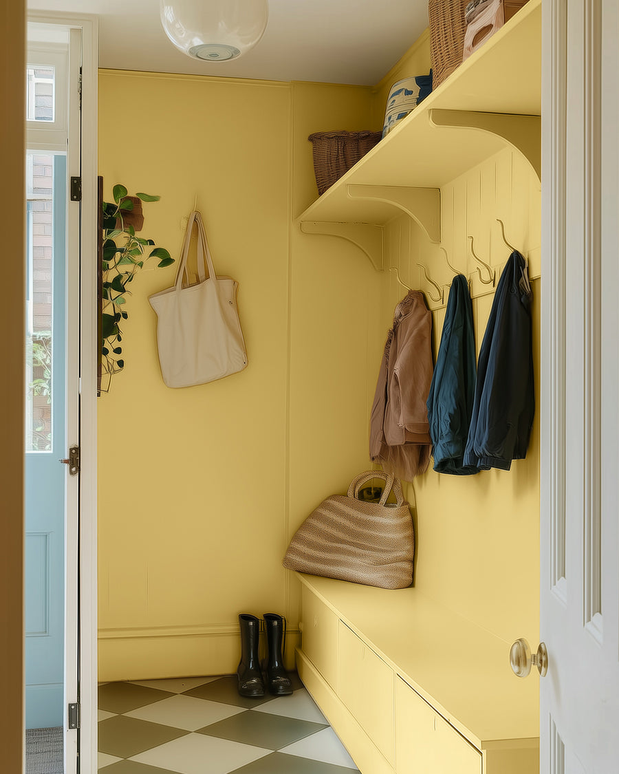 Boot room painted in Lick Yellow 08