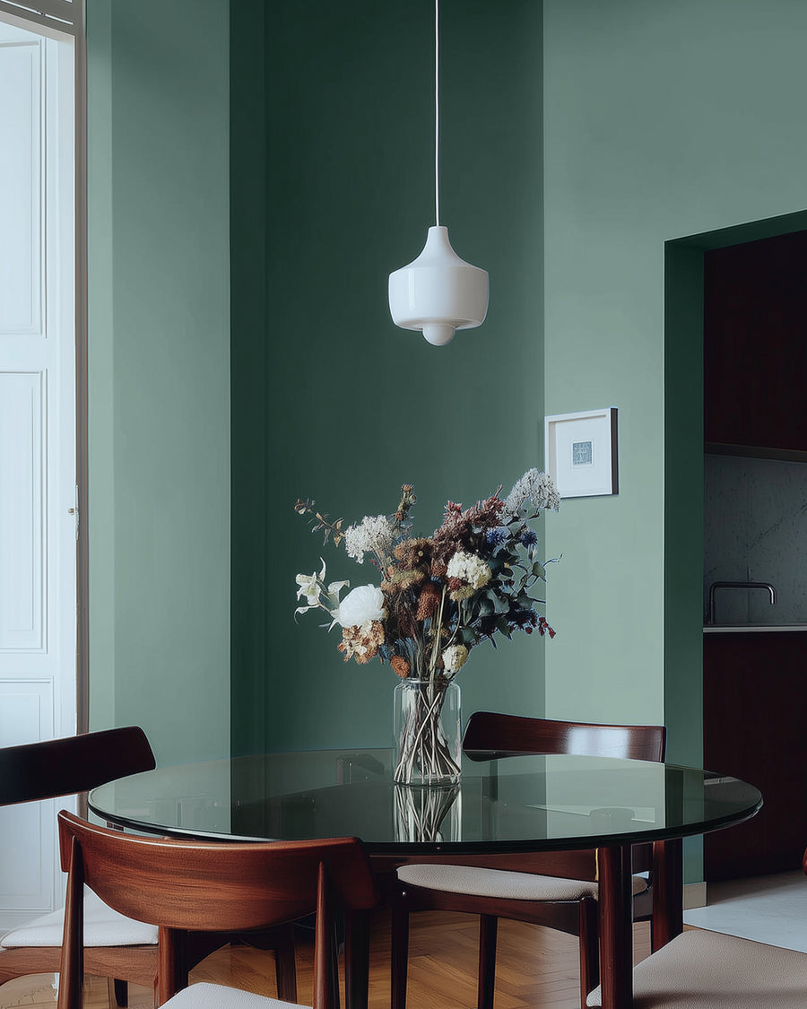 Dining room painted in Lick Teal 05