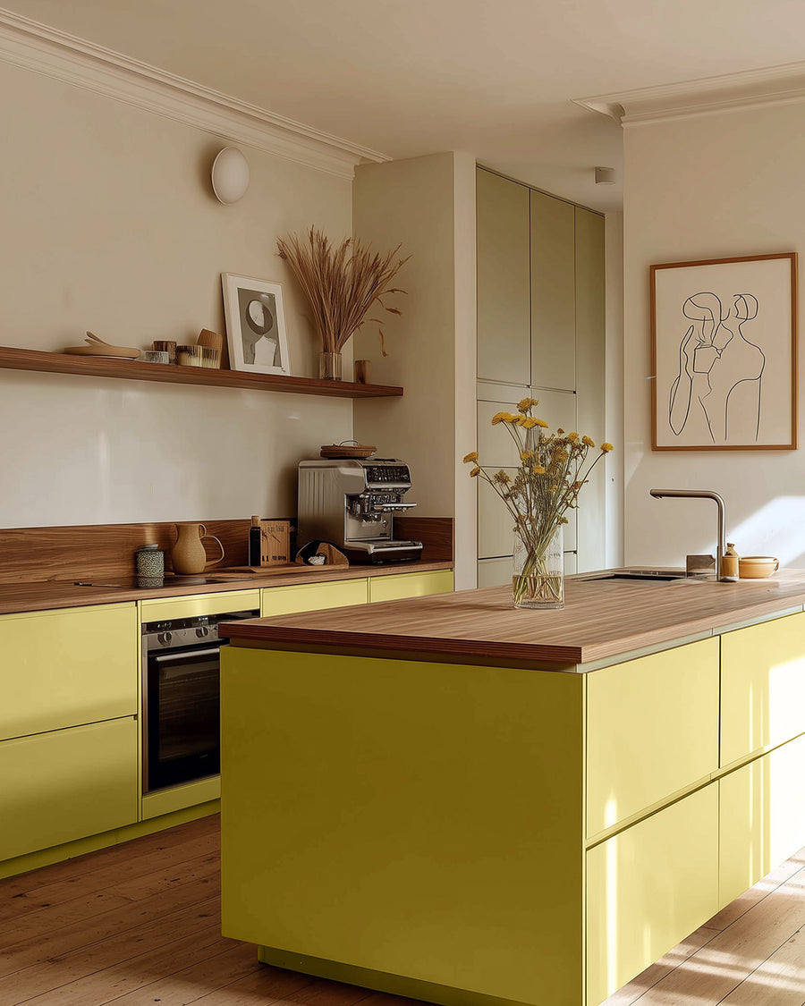 Kitchen painted in Lick Yellow 01