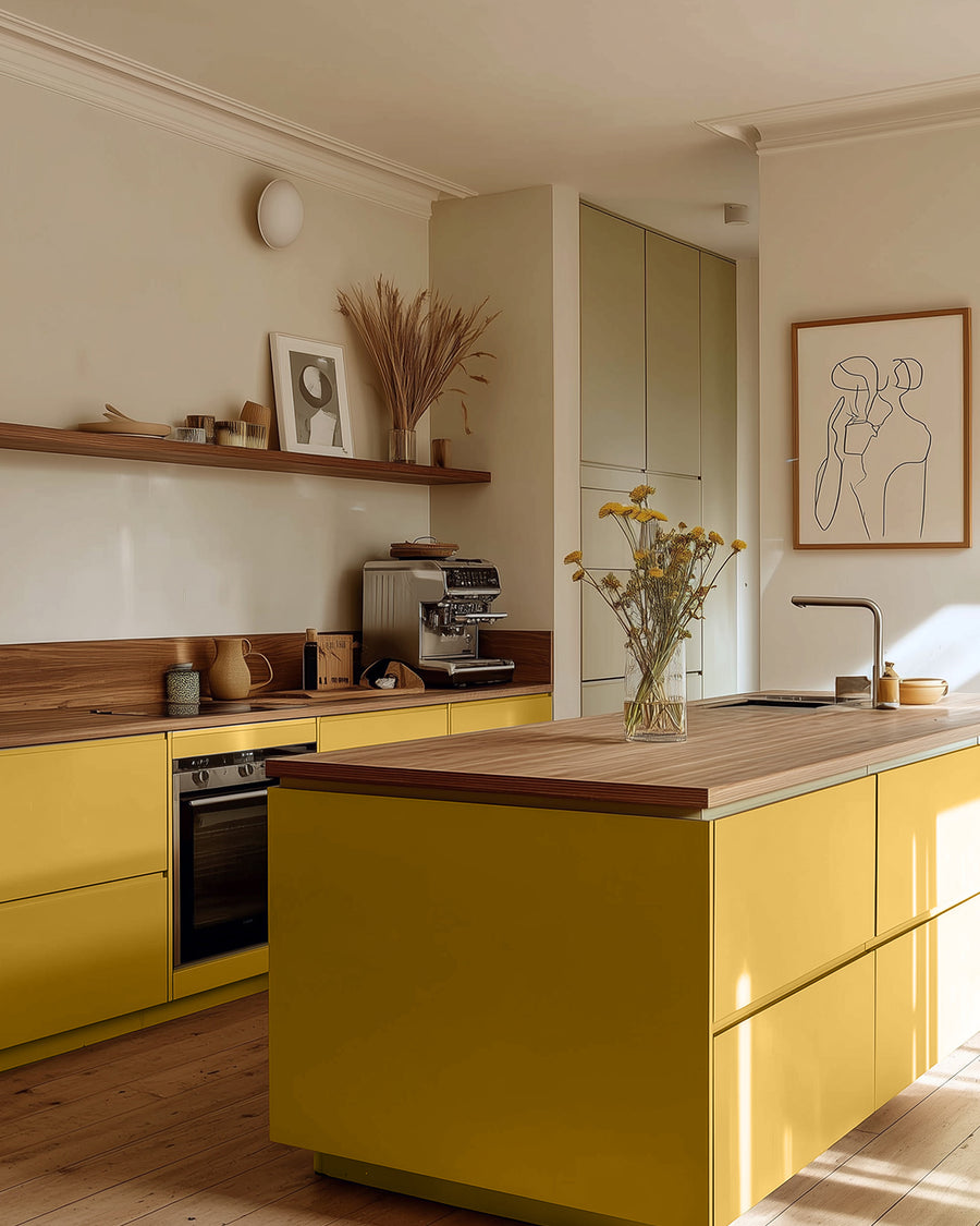 Kitchen painted in Lick Yellow 03