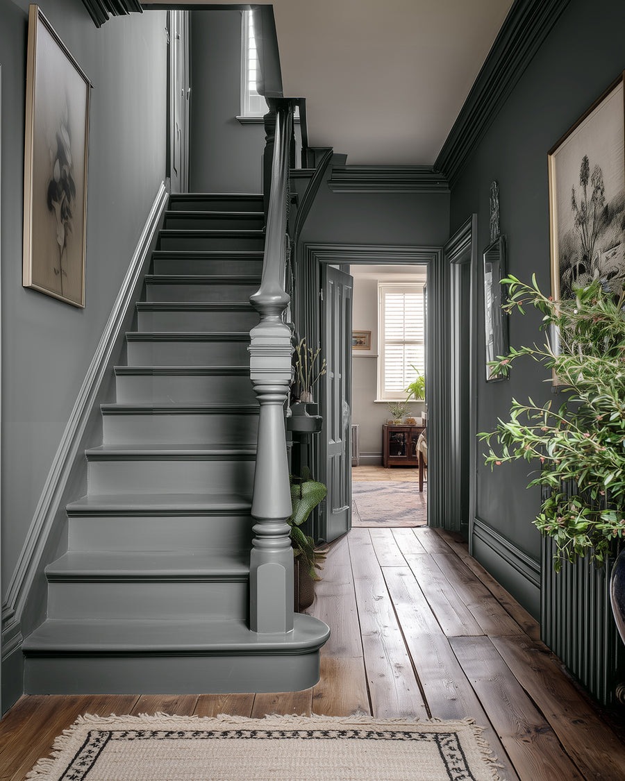 Hallway painted in Lick Grey 16