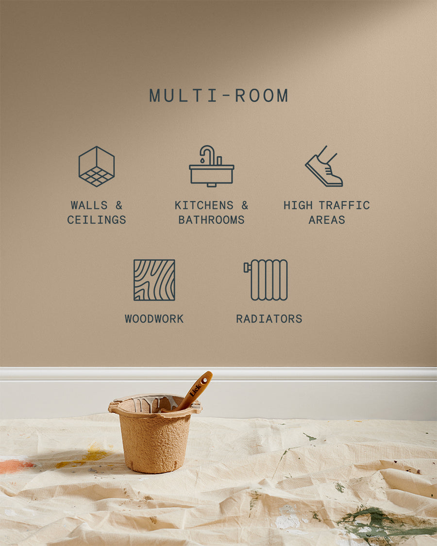 Supreme paint is suitable for walls and ceilings, kitchens and bathrooms, high traffic areas, woodwork and radiators