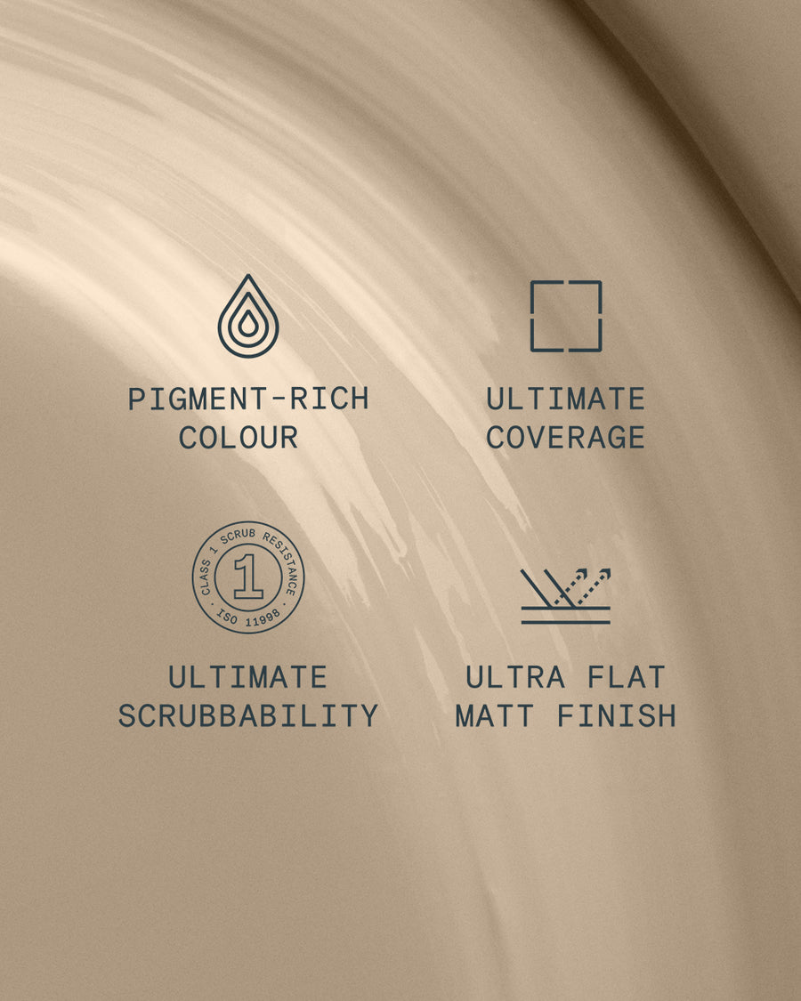 Supreme paint is ultra flat matt and pigment rich with ultimate coverage and scrubbability
