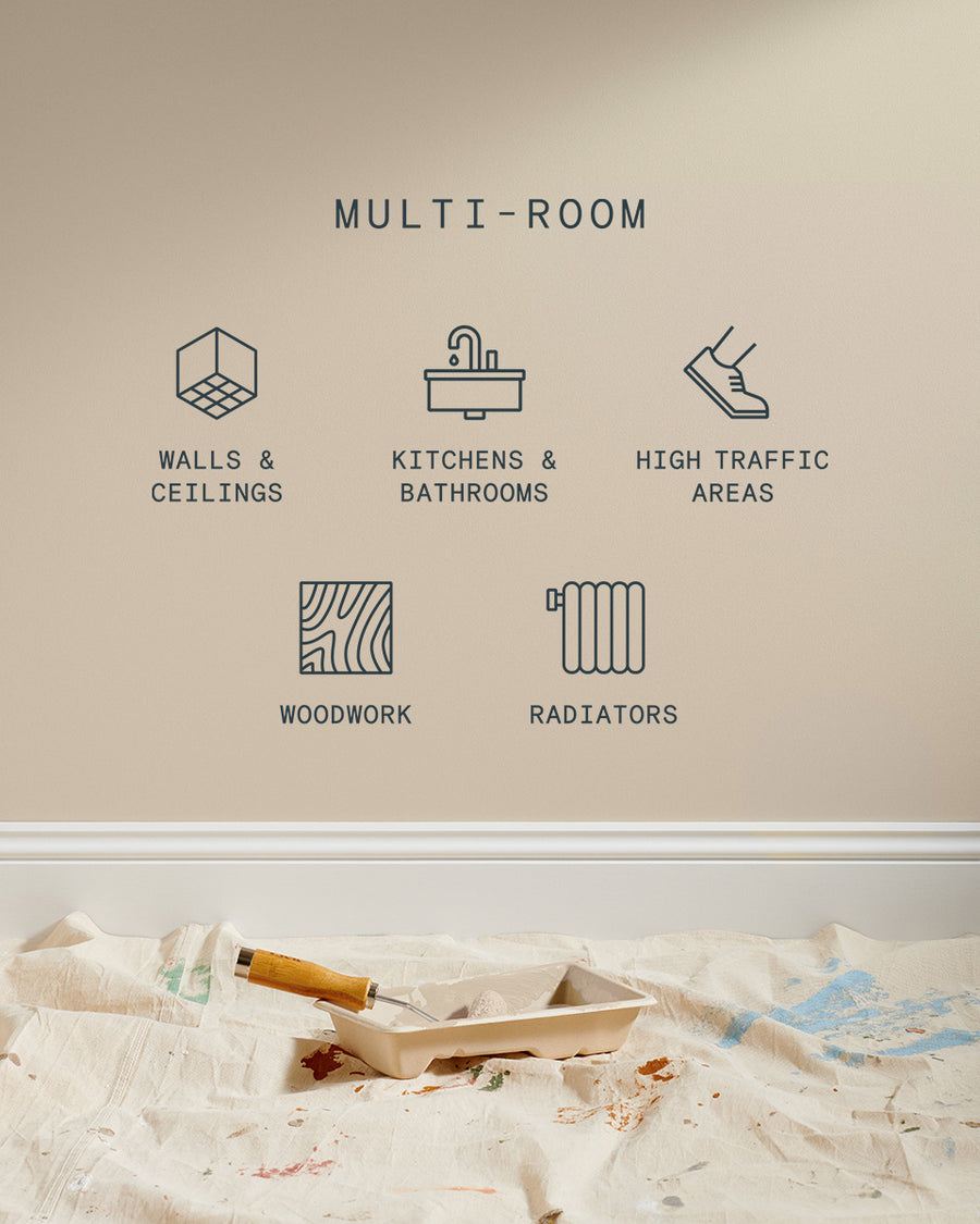 Supreme paint is suitable for walls and ceilings, kitchens and bathrooms, high traffic areas, woodwork and radiators