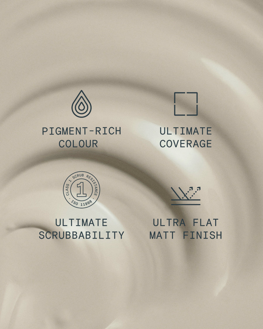 Supreme paint is ultra flat matt and pigment rich with ultimate coverage and scrubbability