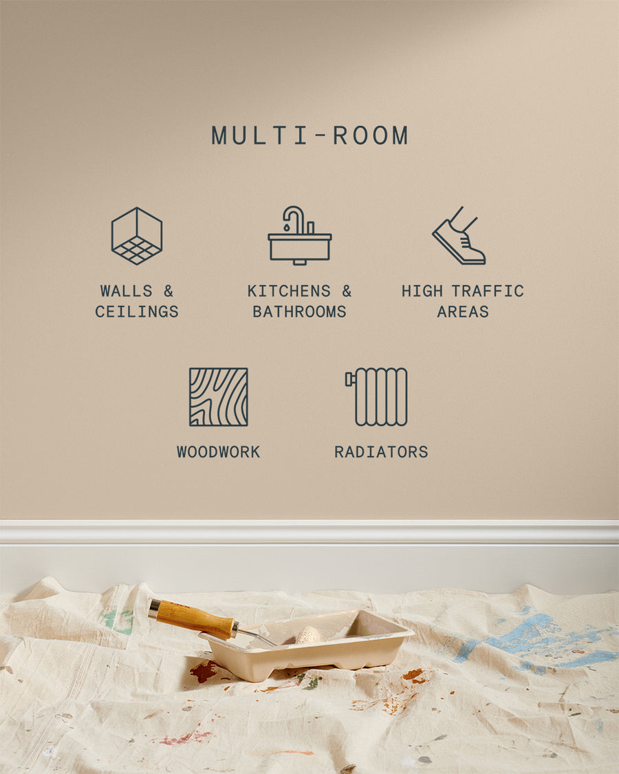 Supreme paint is suitable for walls and ceilings, kitchens and bathrooms, high traffic areas, woodwork and radiators