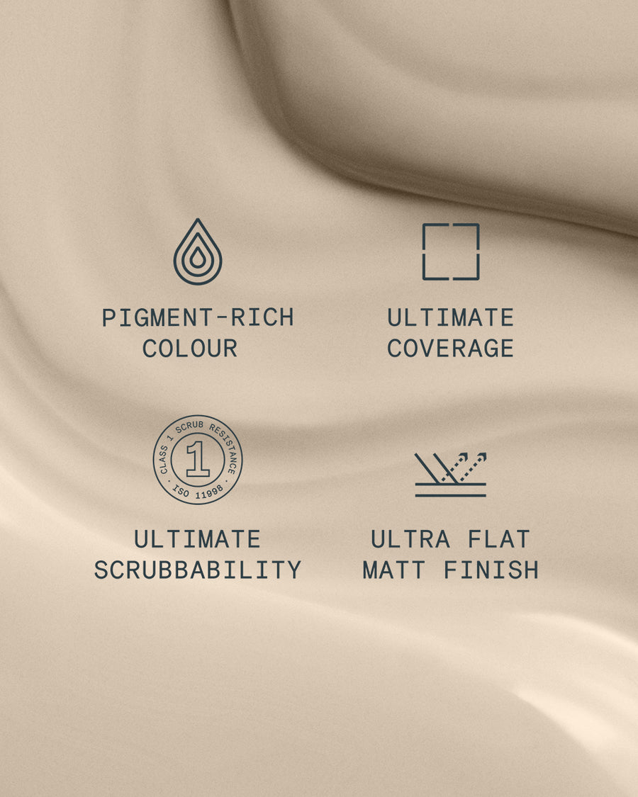 Supreme paint is ultra flat matt and pigment rich with ultimate coverage and scrubbability