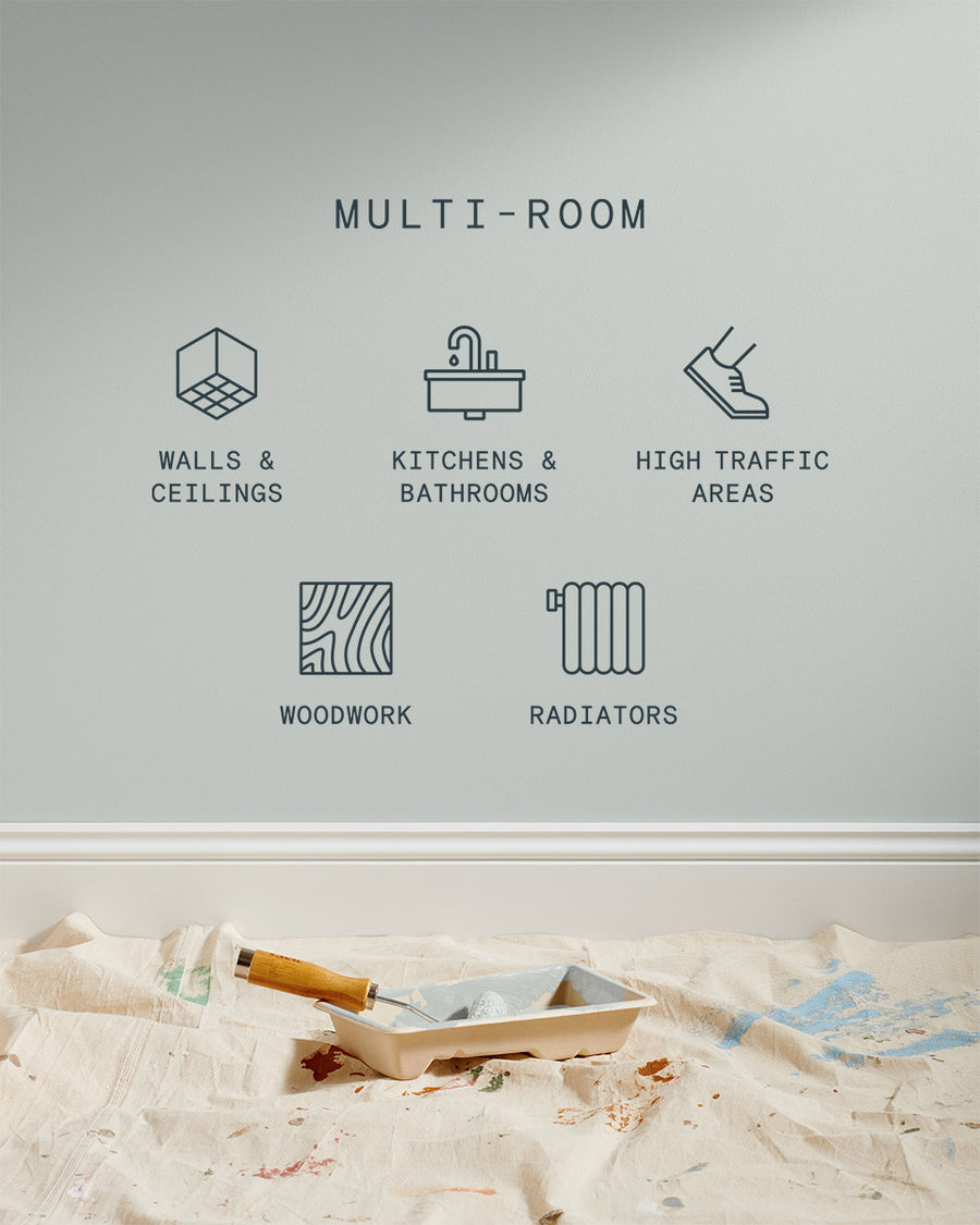Supreme paint is suitable for walls and ceilings, kitchens and bathrooms, high traffic areas, woodwork and radiators