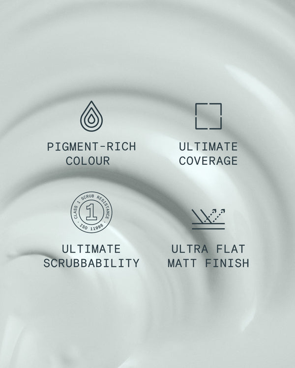 Supreme paint is ultra flat matt and pigment rich with ultimate coverage and scrubbability