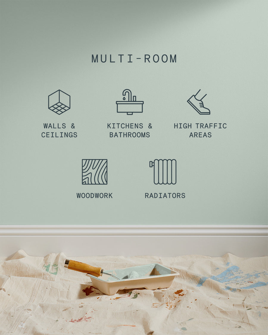 Supreme paint is suitable for walls and ceilings, kitchens and bathrooms, high traffic areas, woodwork and radiators