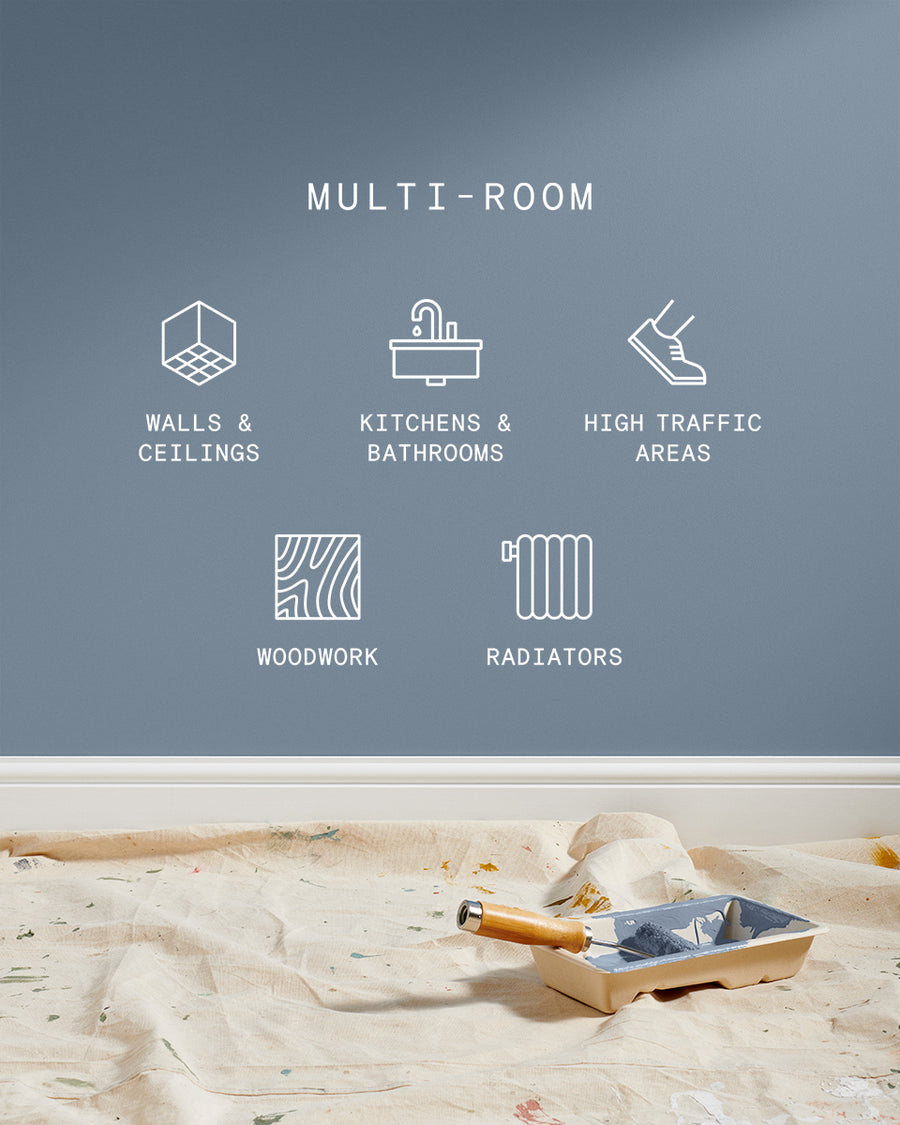 Supreme paint is suitable for walls and ceilings, kitchens and bathrooms, high traffic areas, woodwork and radiators