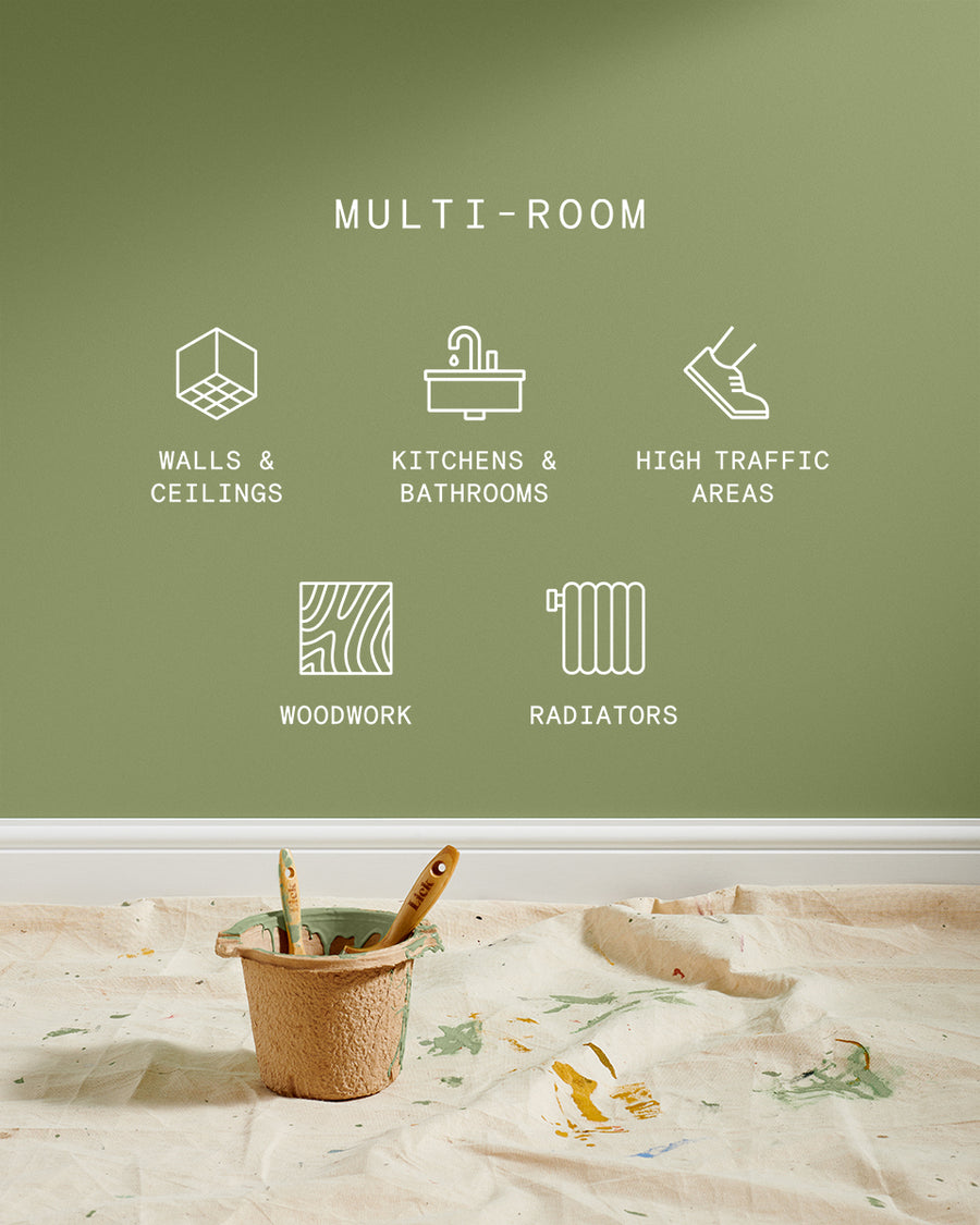 Supreme paint is suitable for walls and ceilings, kitchens and bathrooms, high traffic areas, woodwork and radiators